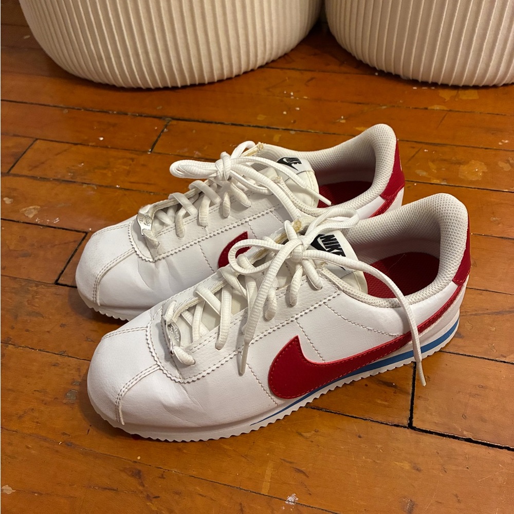 Nike White Sneakers with Red Accent